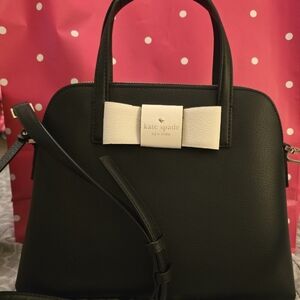 Kate Spade Black Satchel with White Bow Accent